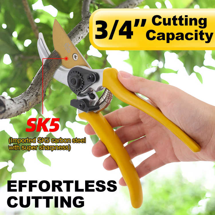 Bright Yellow Bypass Secateurs